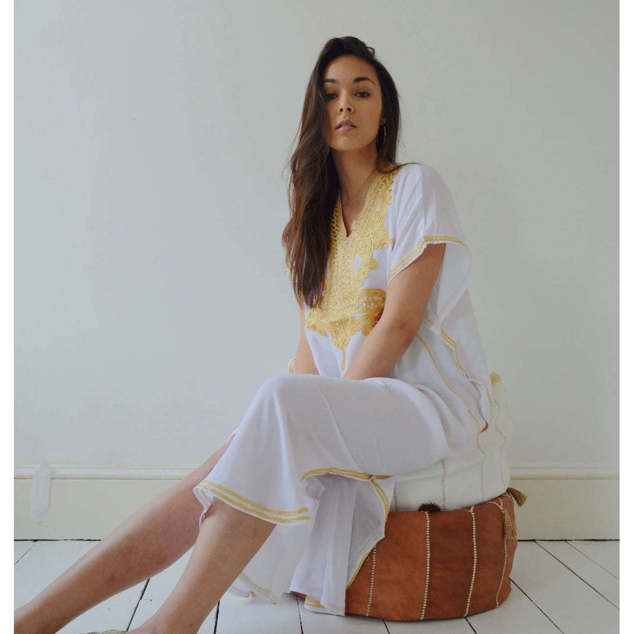 White Kaftan Maxi Dress Marrakech Style