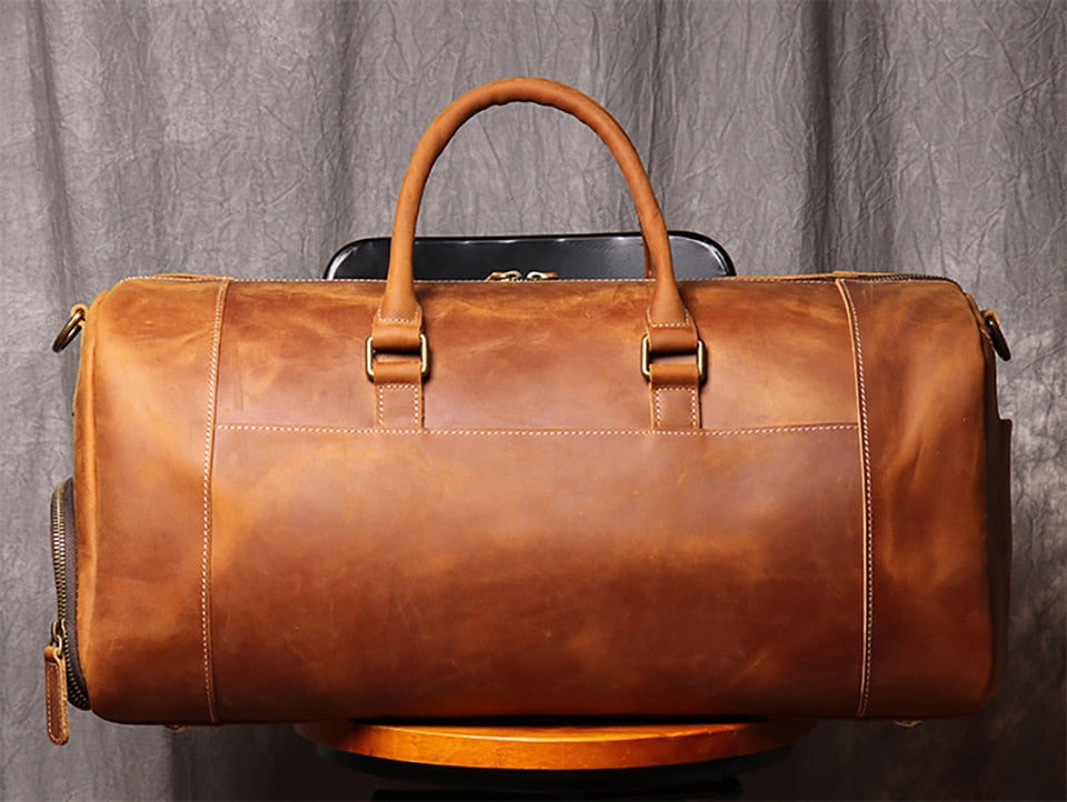Asah Leather Travel Duffle Bag With Shoe Pocket