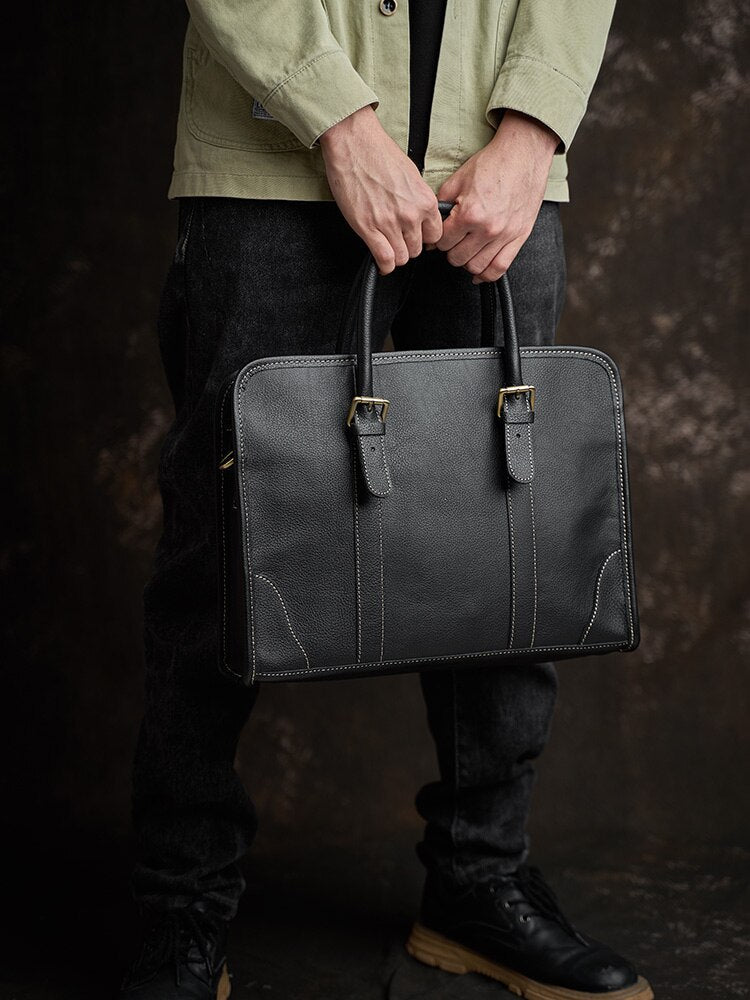 Baztam Luxe Men's Top Grain Leather Multifunction Briefcase