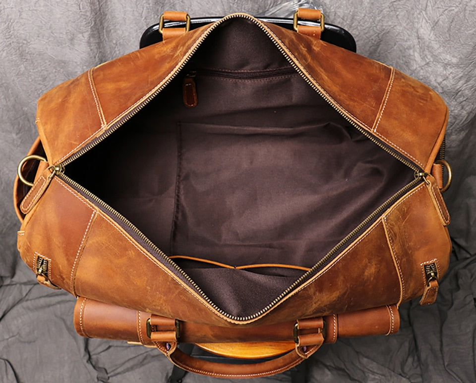 Asah Leather Travel Duffle Bag With Shoe Pocket