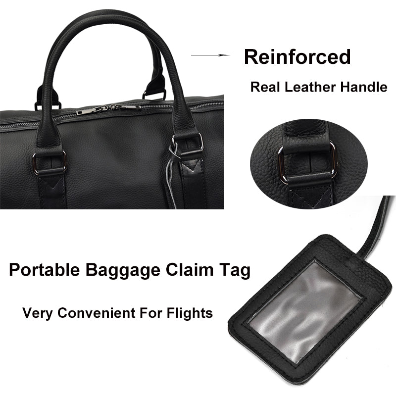 Abamid Leather Weekender Duffle Bag