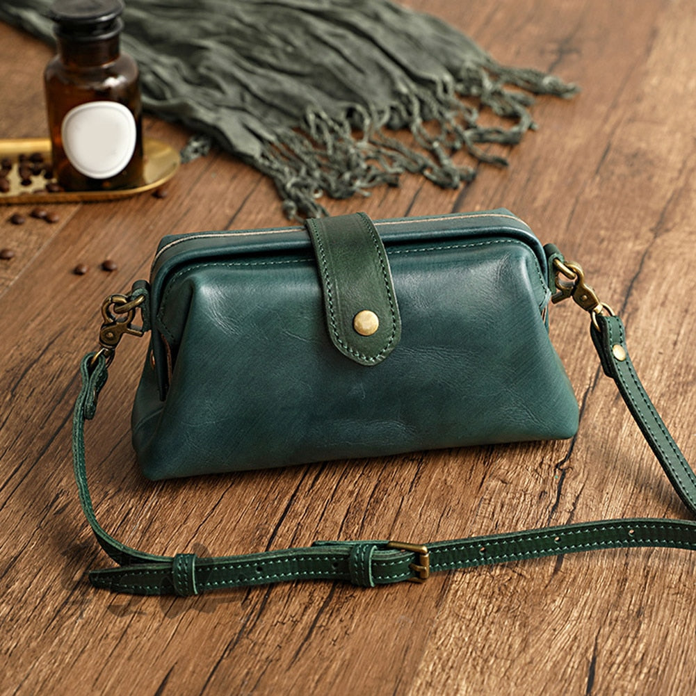 Sac en cuir rétro fait main-Aida