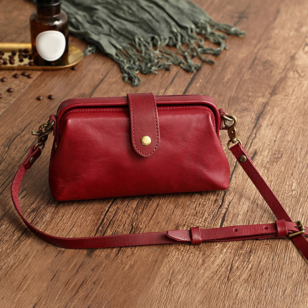 Sac en cuir rétro fait main-Aida