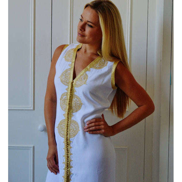 White Non Sleeve Kaftan -Kenza Style