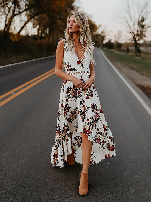 Bella - Robe Maxi Vintage Sexy à Imprimé Floral Fiesta