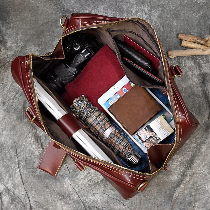 Deluxe Weekender -Leather Travel Duffle Bag