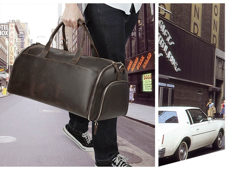 Trekker's Delight: The Ultimate Genuine Leather Travel Duffle for Men