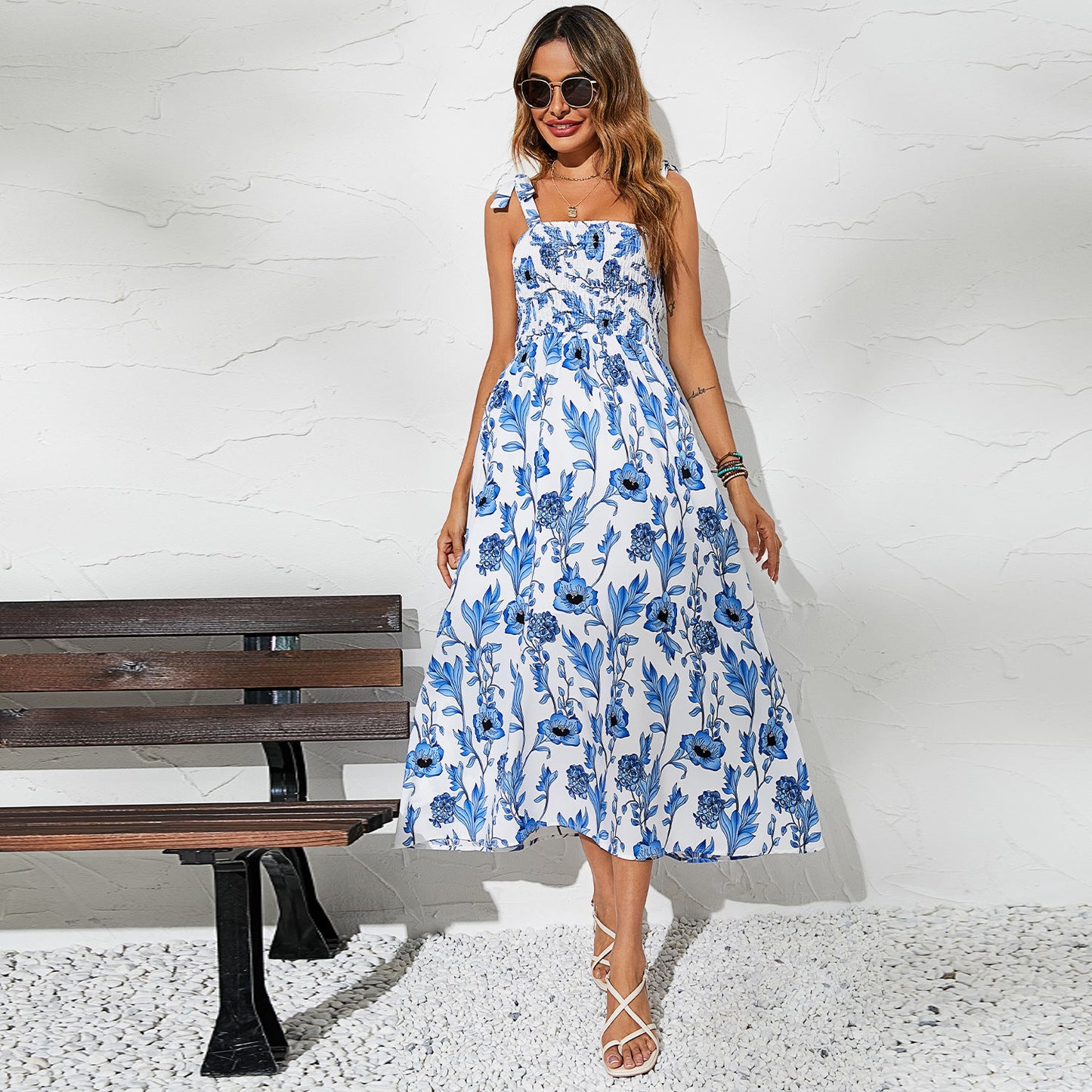 Sleeveless Spaghetti-Strap Floral Print dress