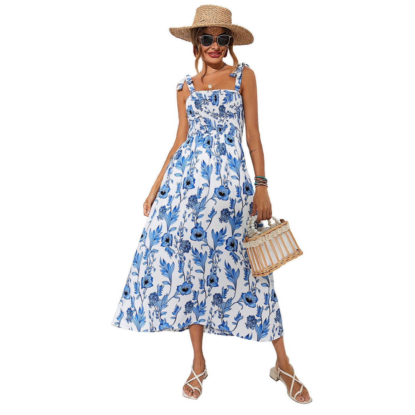 Sleeveless Spaghetti-Strap Floral Print dress