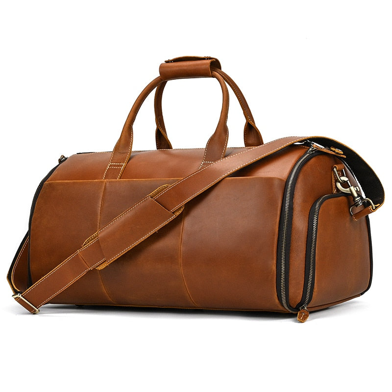 Trekker's Delight: The Ultimate Genuine Leather Travel Duffle for Men