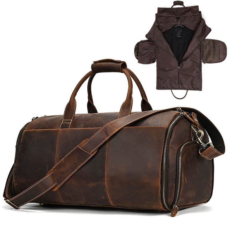 Trekker's Delight: The Ultimate Genuine Leather Travel Duffle for Men