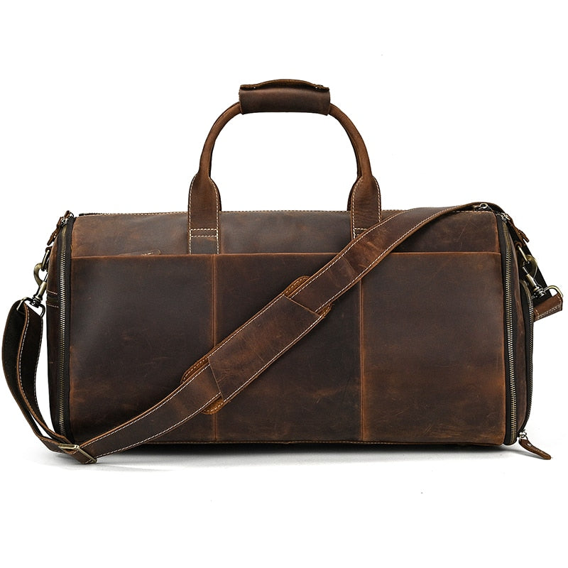 Trekker's Delight: The Ultimate Genuine Leather Travel Duffle for Men