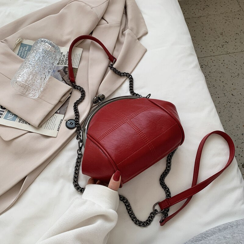 Sac Bandoulière Femme à Chaîne en Cuir Vintage