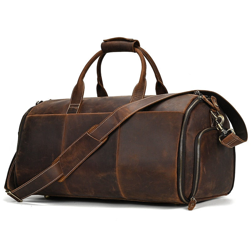 Trekker's Delight: The Ultimate Genuine Leather Travel Duffle for Men